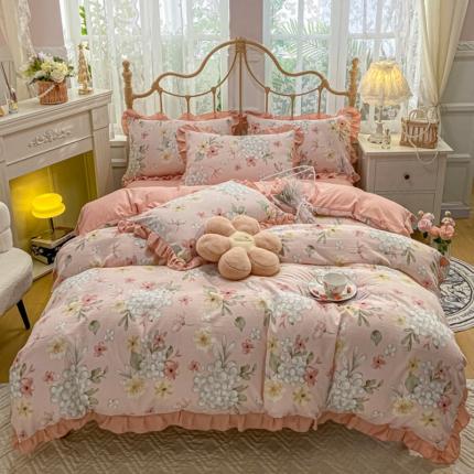 91家纺网 家纺一手货源 找家纺 漫仙阁 2024新款5A双层纱抗菌除螨四件套-春晓