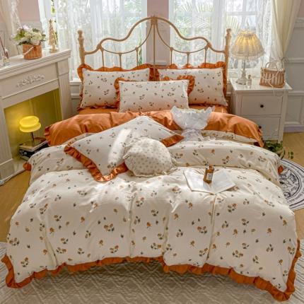 91家纺网 家纺一手货源 找家纺 漫仙阁 2024新款5A双层纱抗菌除螨四件套-玫瑰情