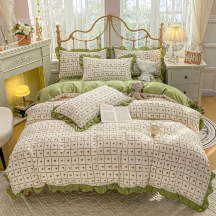 91家纺网 家纺一手货源 找家纺 漫仙阁 2024新款5A双层纱抗菌除螨四件套-心晴