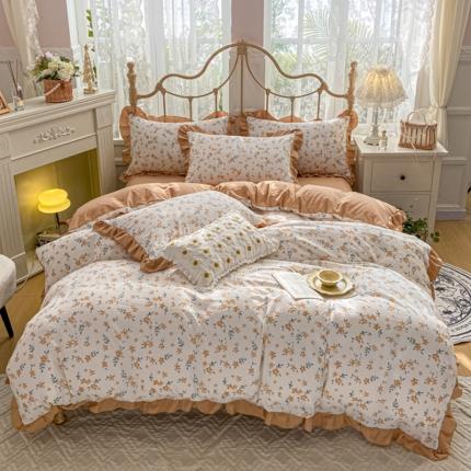 91家纺网 家纺一手货源 找家纺 漫仙阁 2024新款5A双层纱抗菌除螨四件套-花季物语