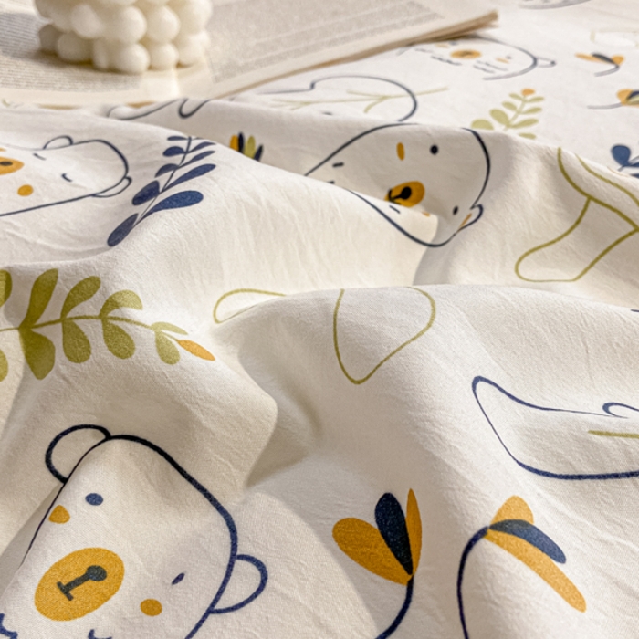 91家纺网 家纺一手货源 找家纺 漫仙阁 2024新款5A双层纱抗菌除螨四件套-蘑菇萌宠