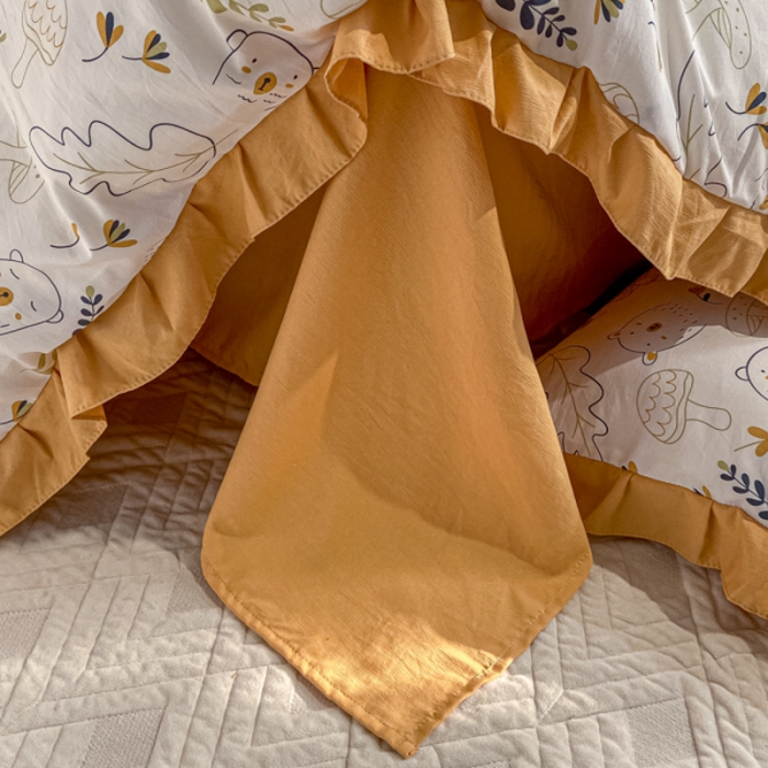 91家纺网 家纺一手货源 找家纺 漫仙阁 2024新款5A双层纱抗菌除螨四件套-蘑菇萌宠