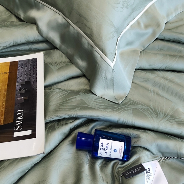 91家纺网 家纺一手货源 找家纺 涞澳  天丝提花夏被&amp;夏被四件套 安娜-绿