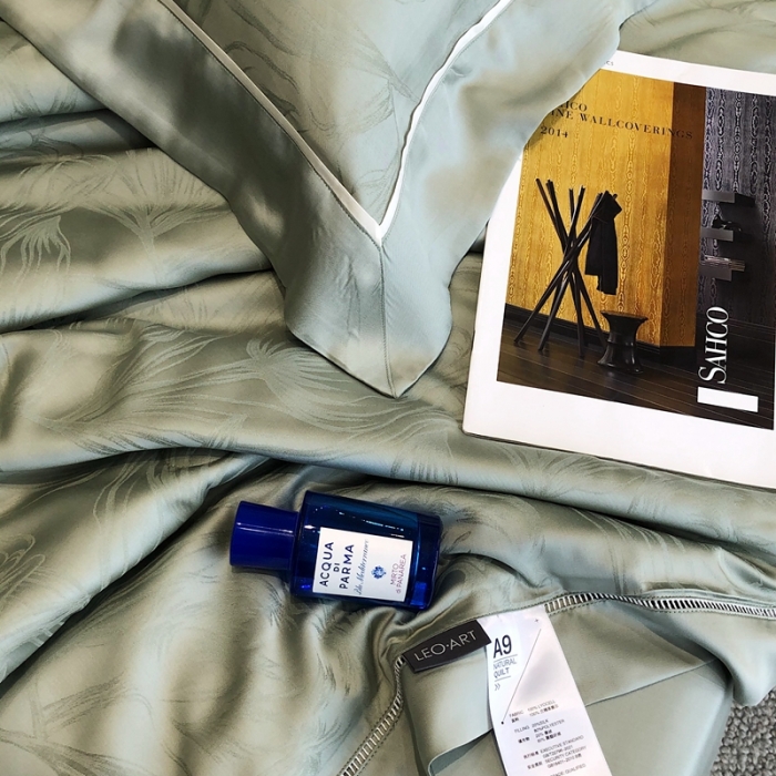 91家纺网 家纺一手货源 找家纺 涞澳  天丝提花夏被&amp;夏被四件套 安娜-绿