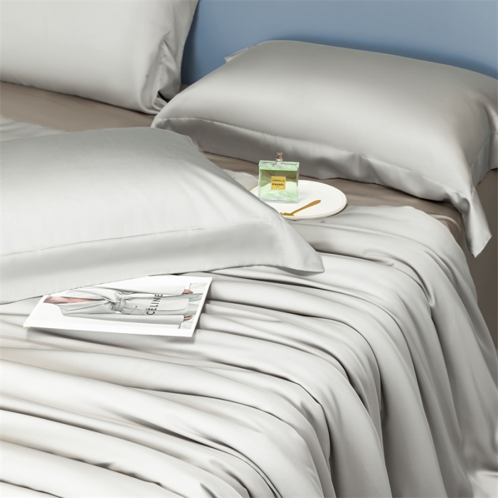 91家纺网 家纺一手货源 找家纺 蓝米卡夫 2024新款A类新风尚天丝系列四件套 天丝-山灰+英伦灰