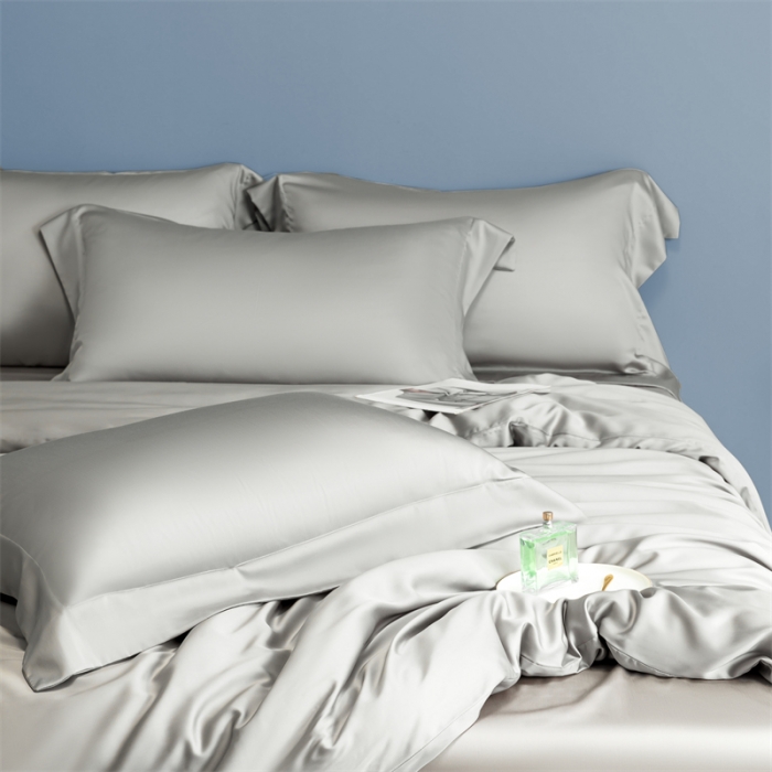 91家纺网 家纺一手货源 找家纺 蓝米卡夫 2024新款A类新风尚天丝系列四件套 天丝-山灰+英伦灰