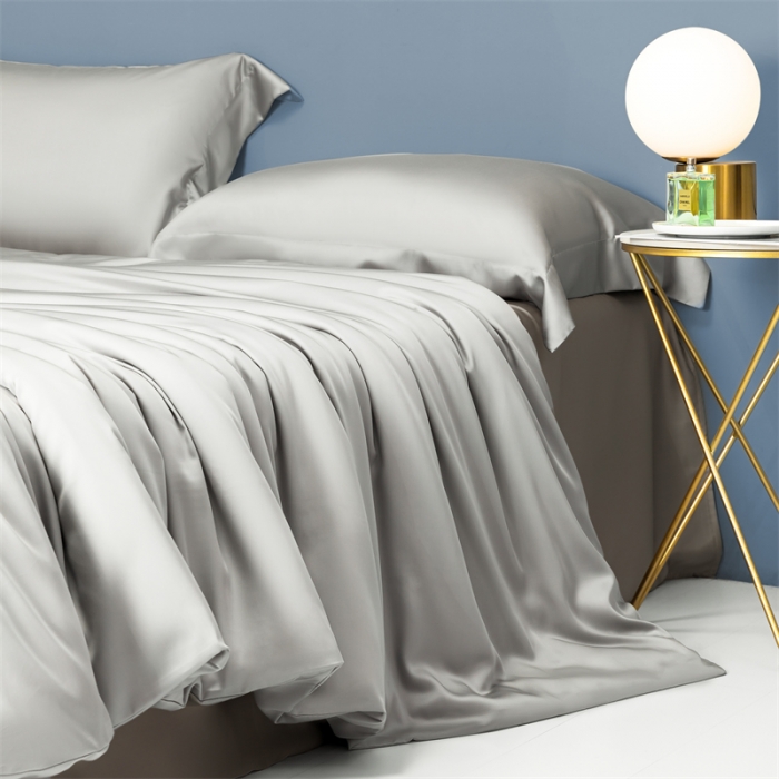 91家纺网 家纺一手货源 找家纺 蓝米卡夫 2024新款A类新风尚天丝系列四件套 天丝-山灰+英伦灰