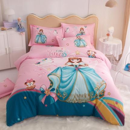 91家纺网 家纺一手货源 找家纺 卧趣家纺2023新款全棉13372大版卡通四件套 夏洛特公主