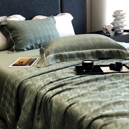 涞澳  天丝提花夏被&amp;夏被四件套 凯文-绿