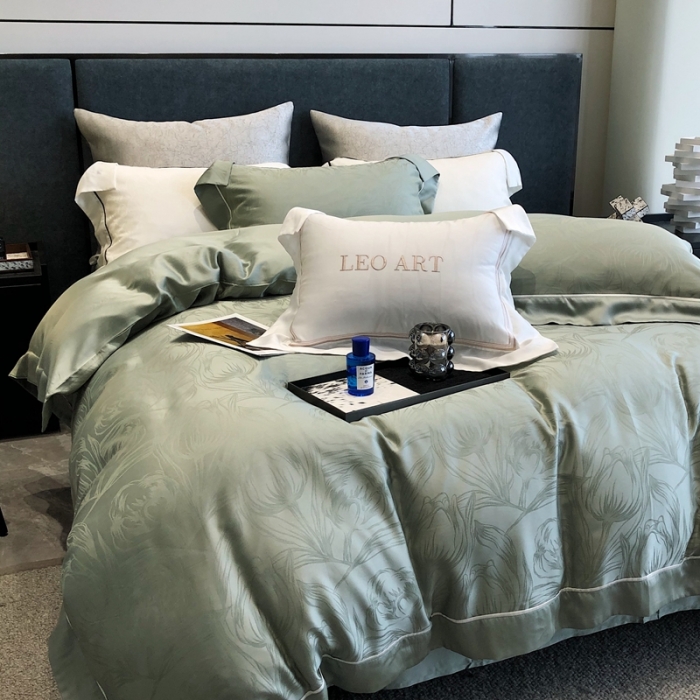 91家纺网 家纺一手货源 找家纺 涞澳家纺  2023新款天丝提花四件套 安娜-绿