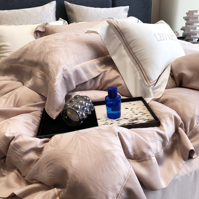 91家纺网 家纺一手货源 找家纺 涞澳家纺  2023新款天丝提花四件套 安娜-香槟