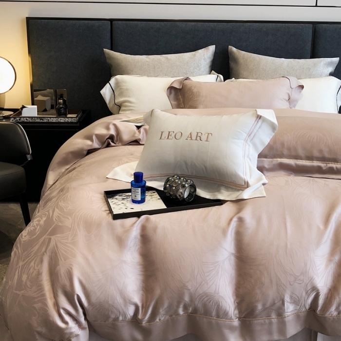 91家纺网 家纺一手货源 找家纺 涞澳家纺  2023新款天丝提花四件套 安娜-香槟