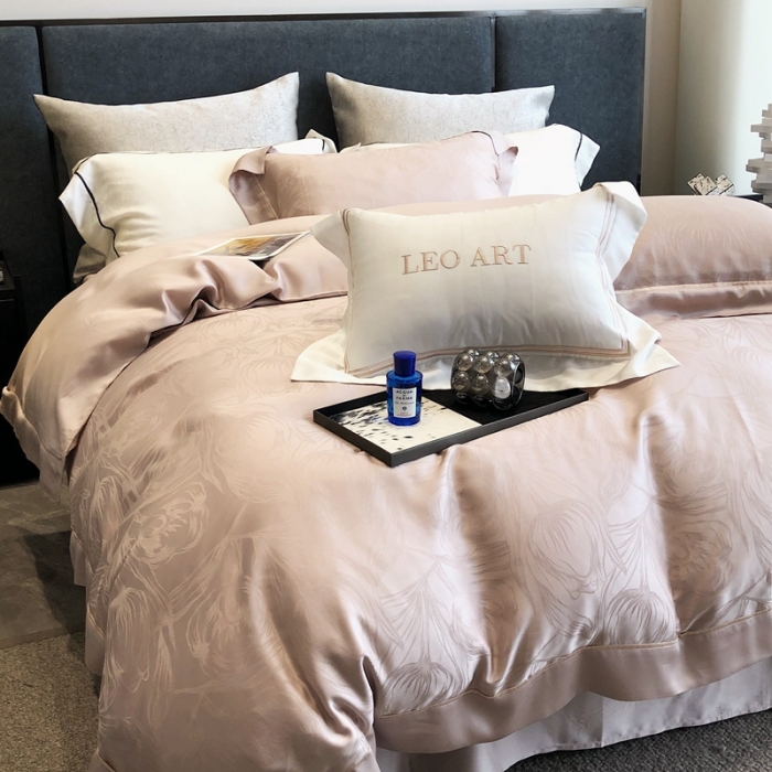 91家纺网 家纺一手货源 找家纺 涞澳家纺  2023新款天丝提花四件套 安娜-香槟