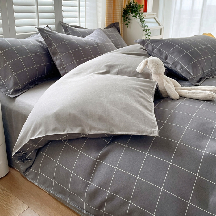 91家纺网 家纺一手货源 找家纺 好亿来 2025新款无印风植物羊绒加厚斜纹磨毛四件套 迪亚斯-灰