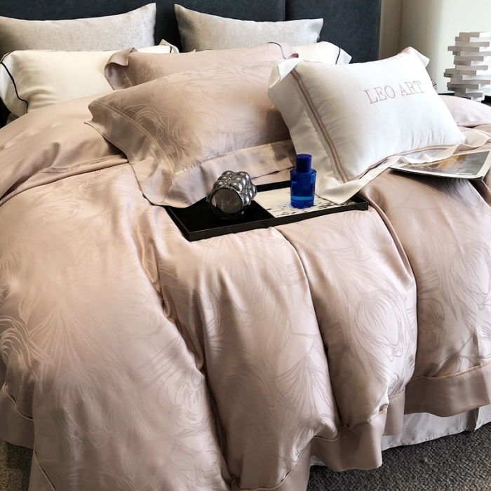 91家纺网 家纺一手货源 找家纺 涞澳家纺  2023新款天丝提花四件套 安娜-香槟