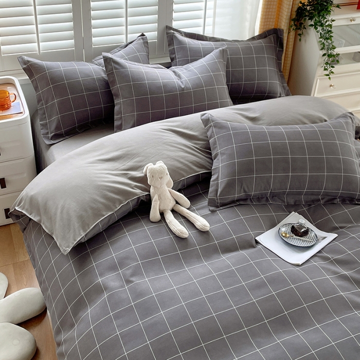 91家纺网 家纺一手货源 找家纺 好亿来 2025新款无印风植物羊绒加厚斜纹磨毛四件套 迪亚斯-灰