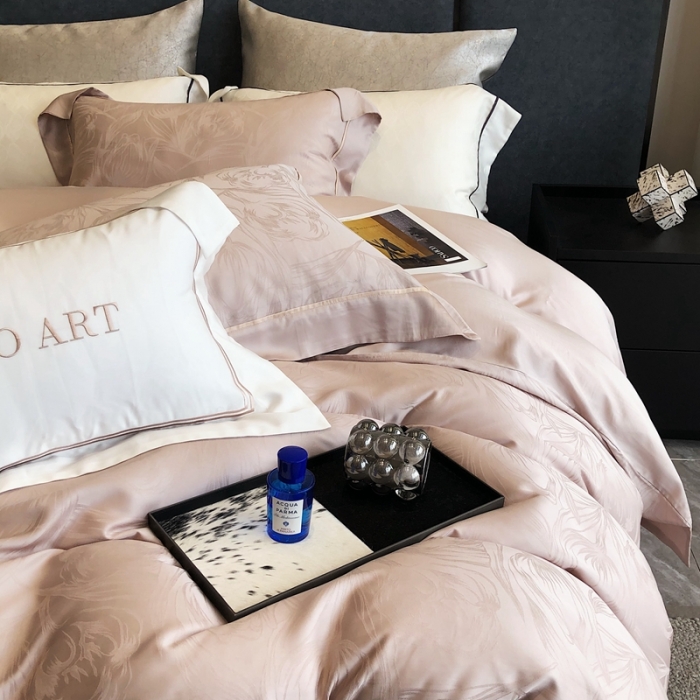 91家纺网 家纺一手货源 找家纺 涞澳家纺  2023新款天丝提花四件套 安娜-香槟