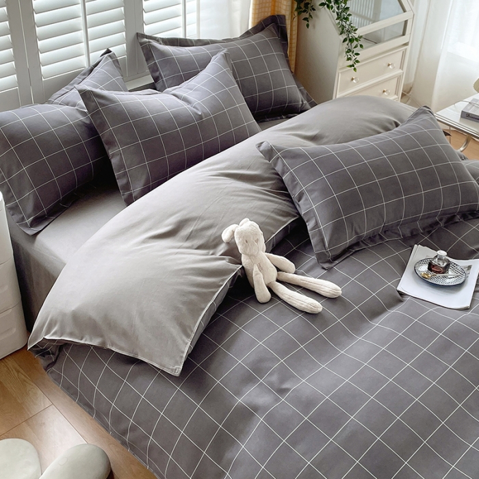 91家纺网 家纺一手货源 找家纺 好亿来 2025新款无印风植物羊绒加厚斜纹磨毛四件套 迪亚斯-灰