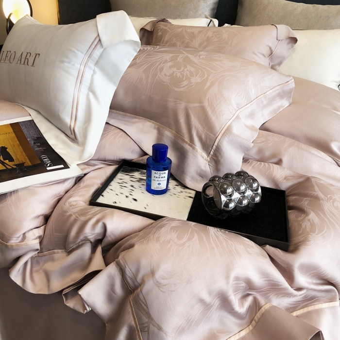 91家纺网 家纺一手货源 找家纺 涞澳家纺  2023新款天丝提花四件套 安娜-香槟