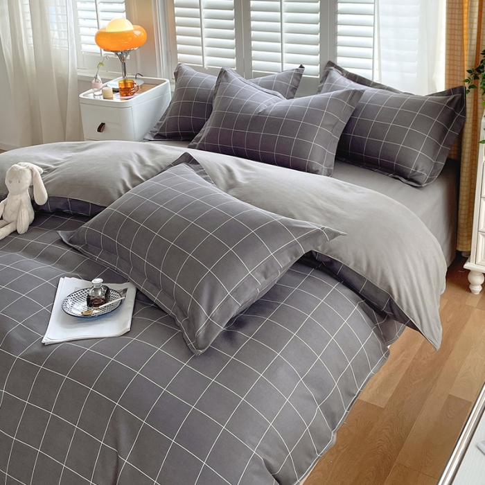 91家纺网 家纺一手货源 找家纺 好亿来 2025新款无印风植物羊绒加厚斜纹磨毛四件套 迪亚斯-灰