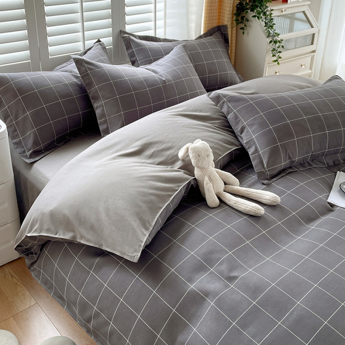 91家纺网 家纺一手货源 找家纺 好亿来 2025新款无印风植物羊绒加厚斜纹磨毛四件套 迪亚斯-灰