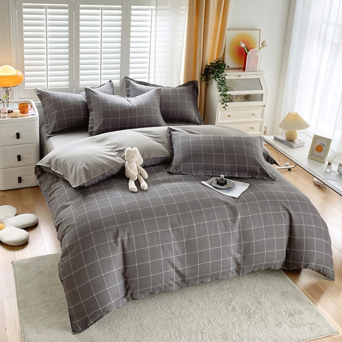 91家纺网 家纺一手货源 找家纺 好亿来 2025新款无印风植物羊绒加厚斜纹磨毛四件套 迪亚斯-灰