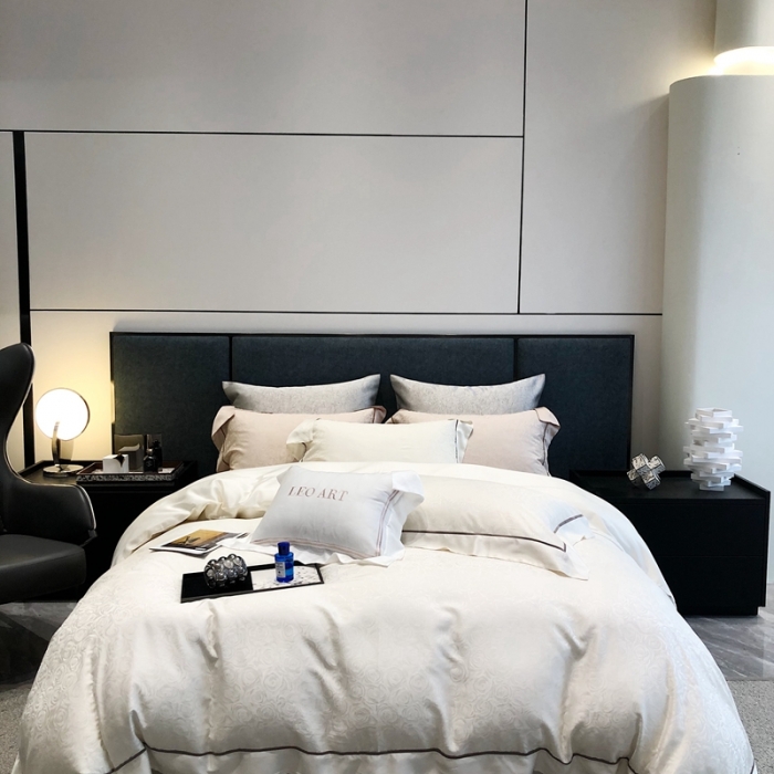 91家纺网 家纺一手货源 找家纺 涞澳家纺  2023新款天丝提花四件套 观夏-白