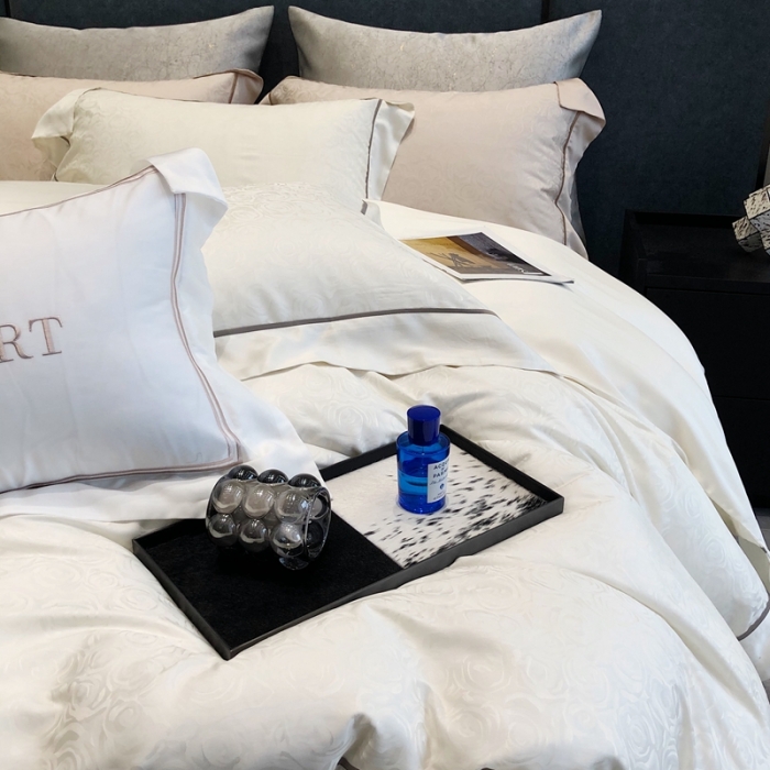 91家纺网 家纺一手货源 找家纺 涞澳家纺  2023新款天丝提花四件套 观夏-白