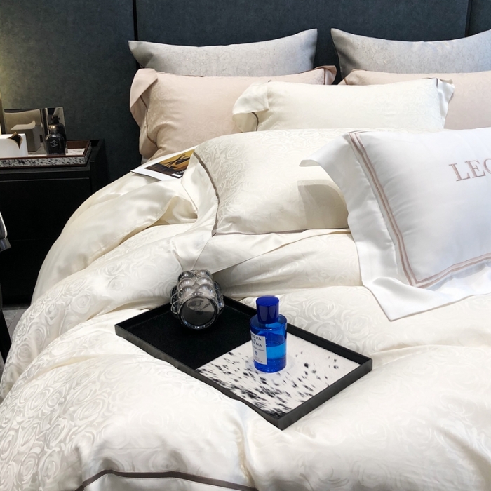 91家纺网 家纺一手货源 找家纺 涞澳家纺  2023新款天丝提花四件套 观夏-白