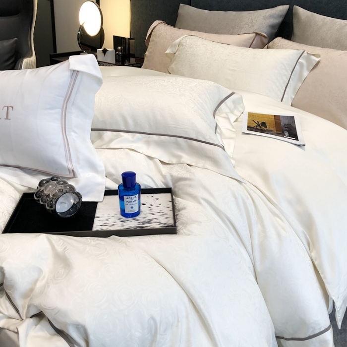 91家纺网 家纺一手货源 找家纺 涞澳家纺  2023新款天丝提花四件套 观夏-白