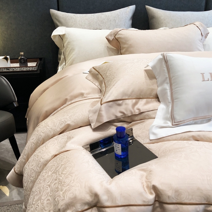 91家纺网 家纺一手货源 找家纺 涞澳家纺  2023新款天丝提花四件套 观夏-驼