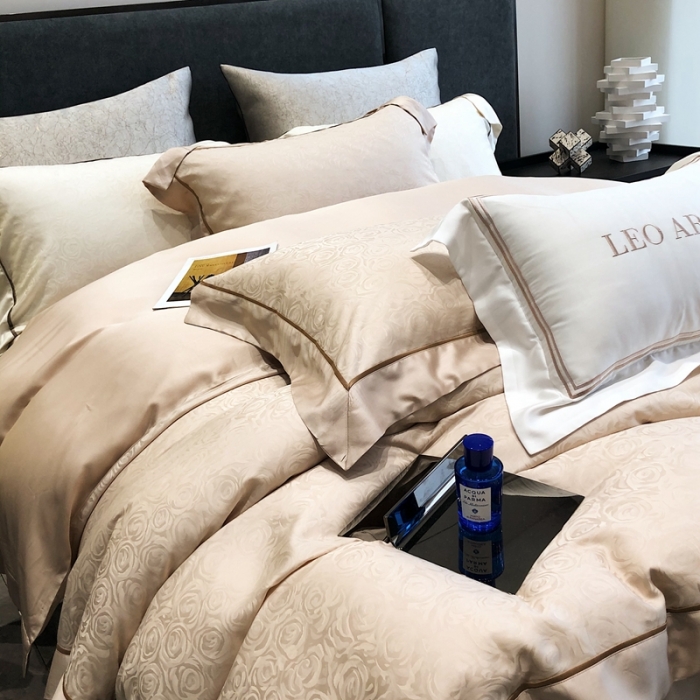 91家纺网 家纺一手货源 找家纺 涞澳家纺  2023新款天丝提花四件套 观夏-驼