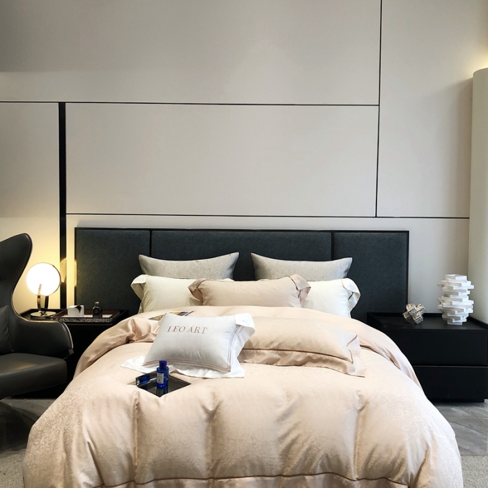 91家纺网 家纺一手货源 找家纺 涞澳家纺  2023新款天丝提花四件套 观夏-驼