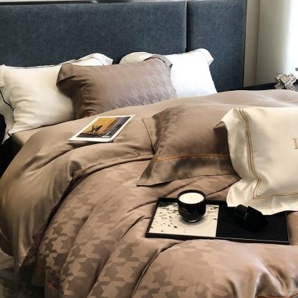 涞澳家纺  2023新款天丝提花四件套 凯文-咖