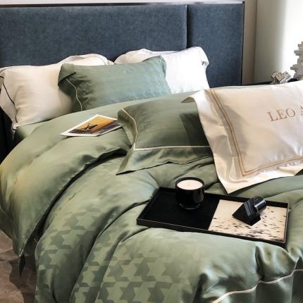 涞澳家纺  2023新款天丝提花四件套 凯文-绿