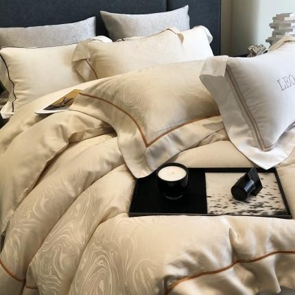 涞澳家纺  2023新款天丝提花四件套 墨尔本-金