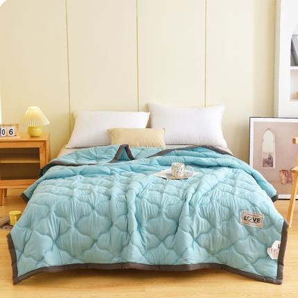 91家纺网 家纺一手货源 找家纺 好欣怡 2026新款水洗棉夏被 湖蓝