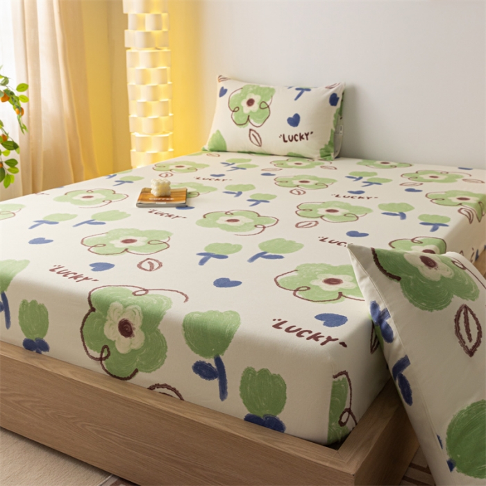 91家纺网 家纺一手货源 找家纺 蓝巢家纺 2023新款A类母婴级四季可用全棉老粗布单品系列单床笠 简笔画