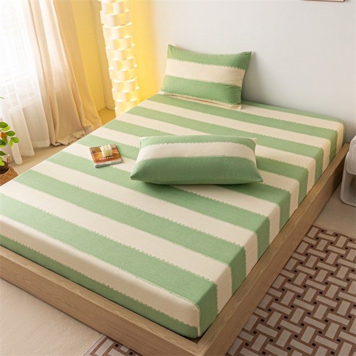 91家纺网 家纺一手货源 找家纺 蓝巢家纺 2023新款A类母婴级四季可用全棉老粗布单品系列单床笠 旷野绿