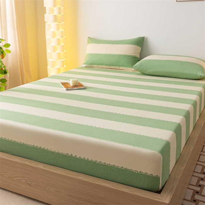 91家纺网 家纺一手货源 找家纺 蓝巢家纺 2023新款A类母婴级四季可用全棉老粗布单品系列单床笠 旷野绿