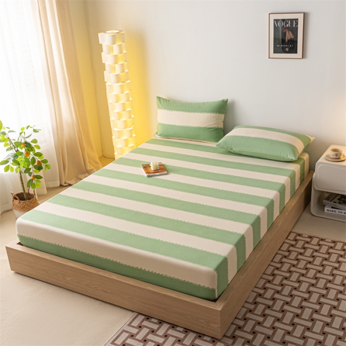 91家纺网 家纺一手货源 找家纺 蓝巢家纺 2023新款A类母婴级四季可用全棉老粗布单品系列单床笠 旷野绿