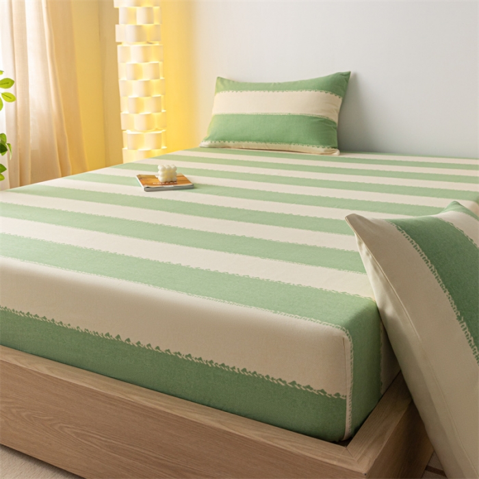 91家纺网 家纺一手货源 找家纺 蓝巢家纺 2023新款A类母婴级四季可用全棉老粗布单品系列单床笠 旷野绿