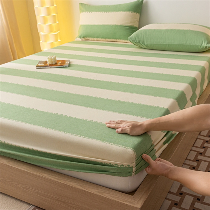 91家纺网 家纺一手货源 找家纺 蓝巢家纺 2023新款A类母婴级四季可用全棉老粗布单品系列单床笠 旷野绿