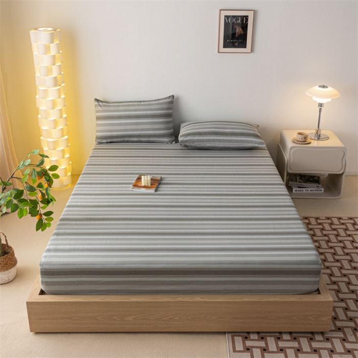 91家纺网 家纺一手货源 找家纺 蓝巢家纺 2023新款A类母婴级四季可用全棉老粗布单品系列单床笠 晴山灰