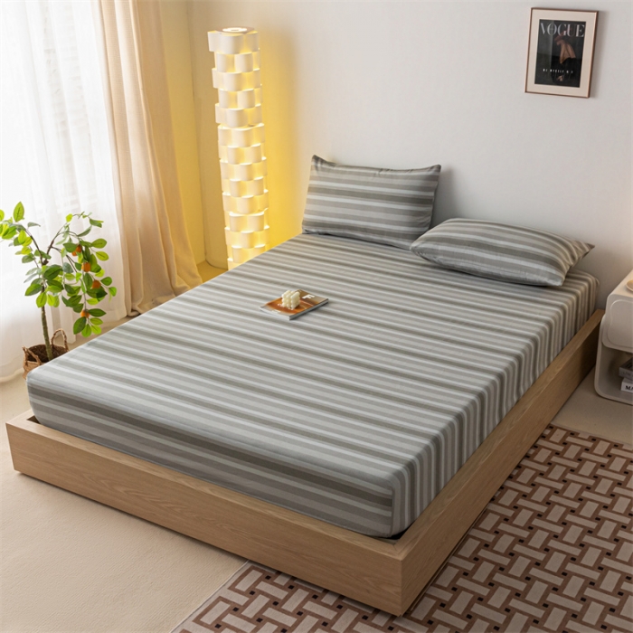 91家纺网 家纺一手货源 找家纺 蓝巢家纺 2023新款A类母婴级四季可用全棉老粗布单品系列单床笠 晴山灰