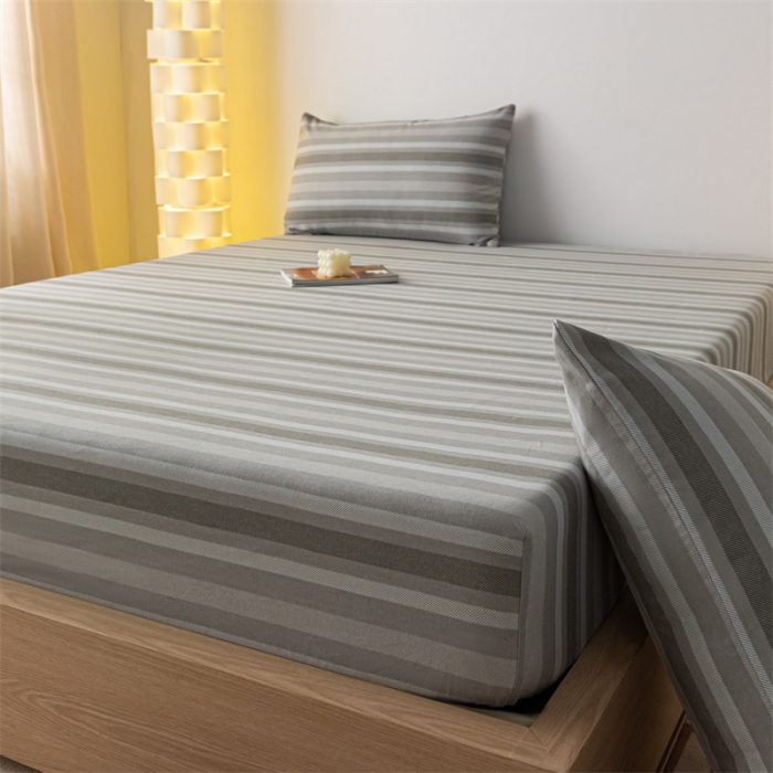 91家纺网 家纺一手货源 找家纺 蓝巢家纺 2023新款A类母婴级四季可用全棉老粗布单品系列单床笠 晴山灰