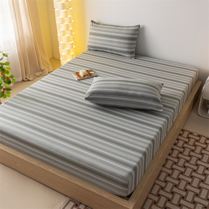 91家纺网 家纺一手货源 找家纺 蓝巢家纺 2023新款A类母婴级四季可用全棉老粗布单品系列单床笠 晴山灰