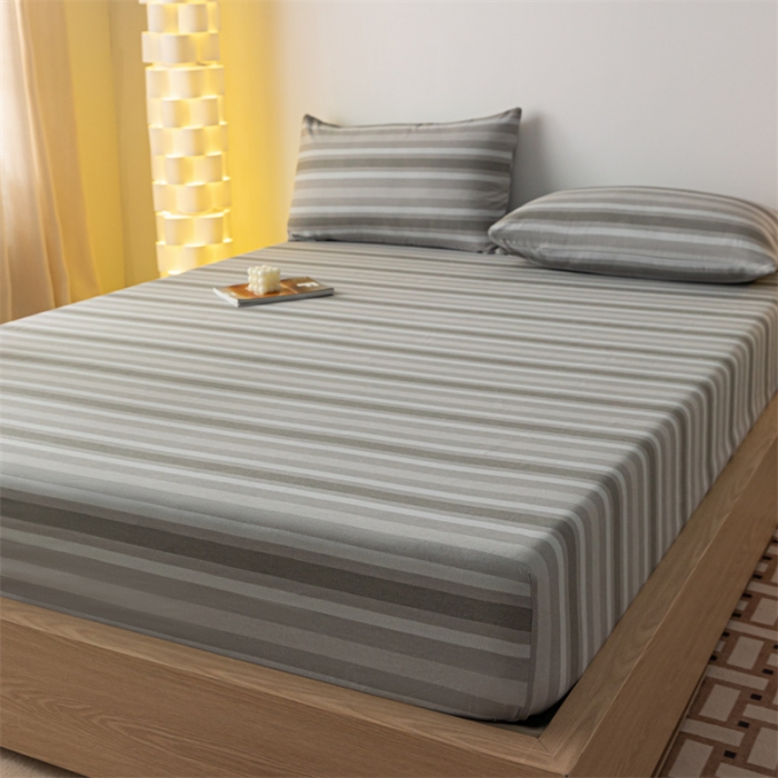 91家纺网 家纺一手货源 找家纺 蓝巢家纺 2023新款A类母婴级四季可用全棉老粗布单品系列单床笠 晴山灰