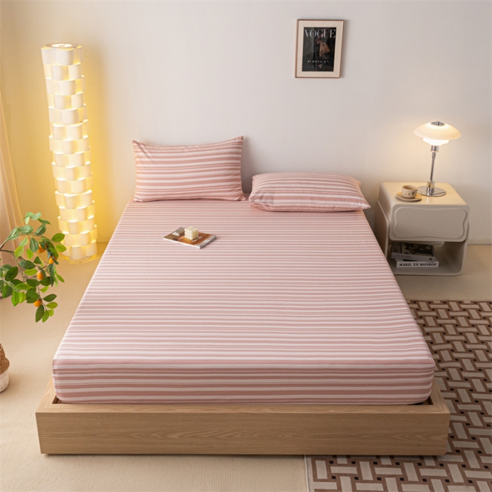 91家纺网 家纺一手货源 找家纺 蓝巢家纺 2023新款A类母婴级四季可用全棉老粗布单品系列单床笠 素采粉