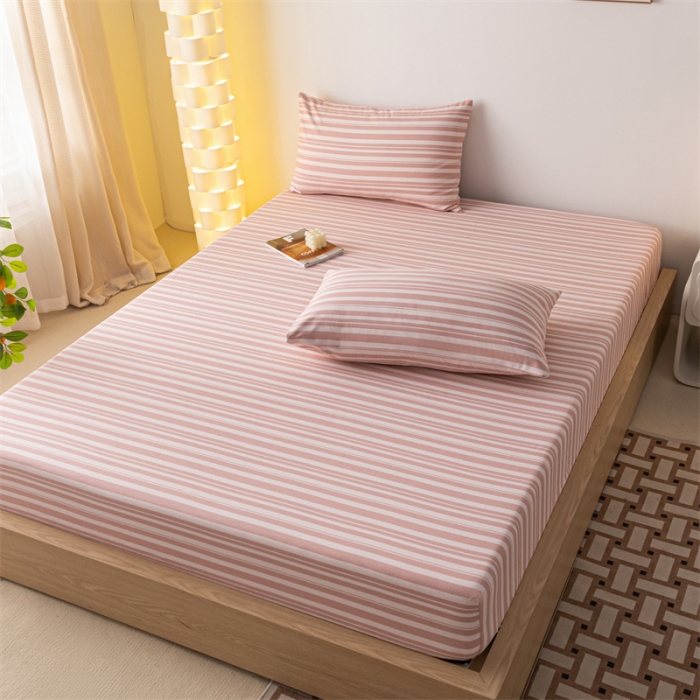 91家纺网 家纺一手货源 找家纺 蓝巢家纺 2023新款A类母婴级四季可用全棉老粗布单品系列单床笠 素采粉